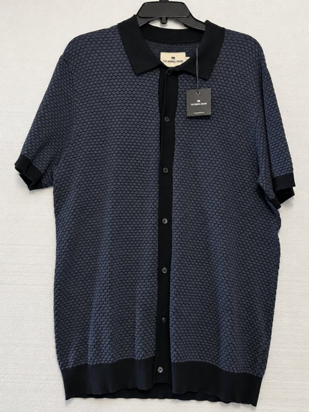 The Normal Brand Shirt Men's XL Blue Geometric Short Sleeve Button Up Cotton NEW